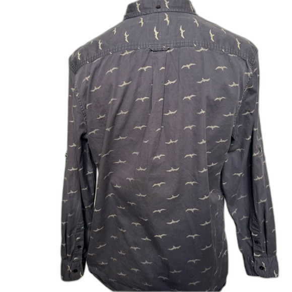 Vintage Original J.A.C.H.S. Classic Fit Charcoal Shirt Brown Birds -Men XL - Picture 4 of 6